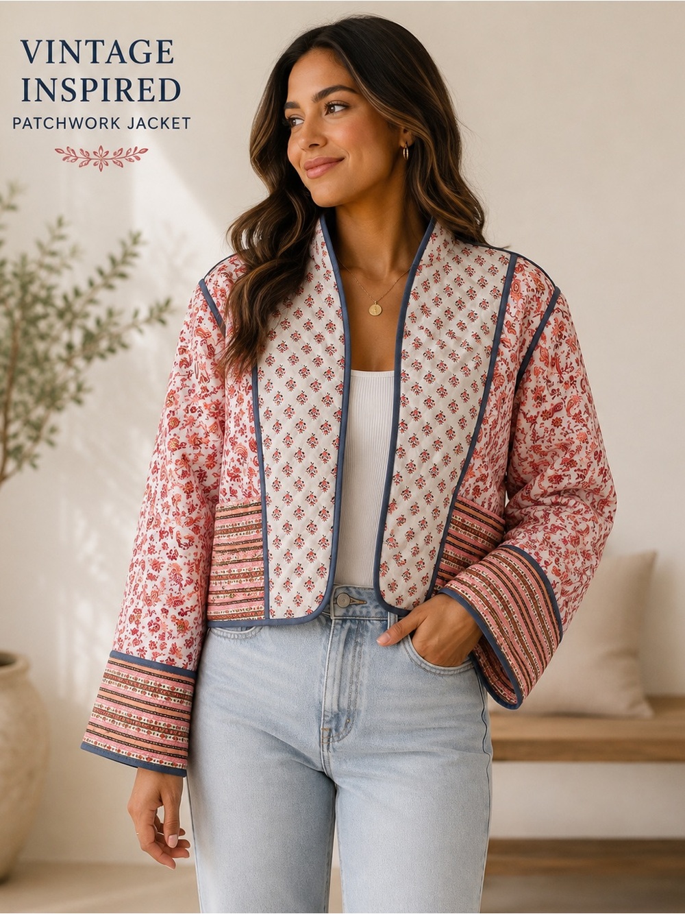 Quilted Patchwork Floral Paisley Boho Jacket Size L